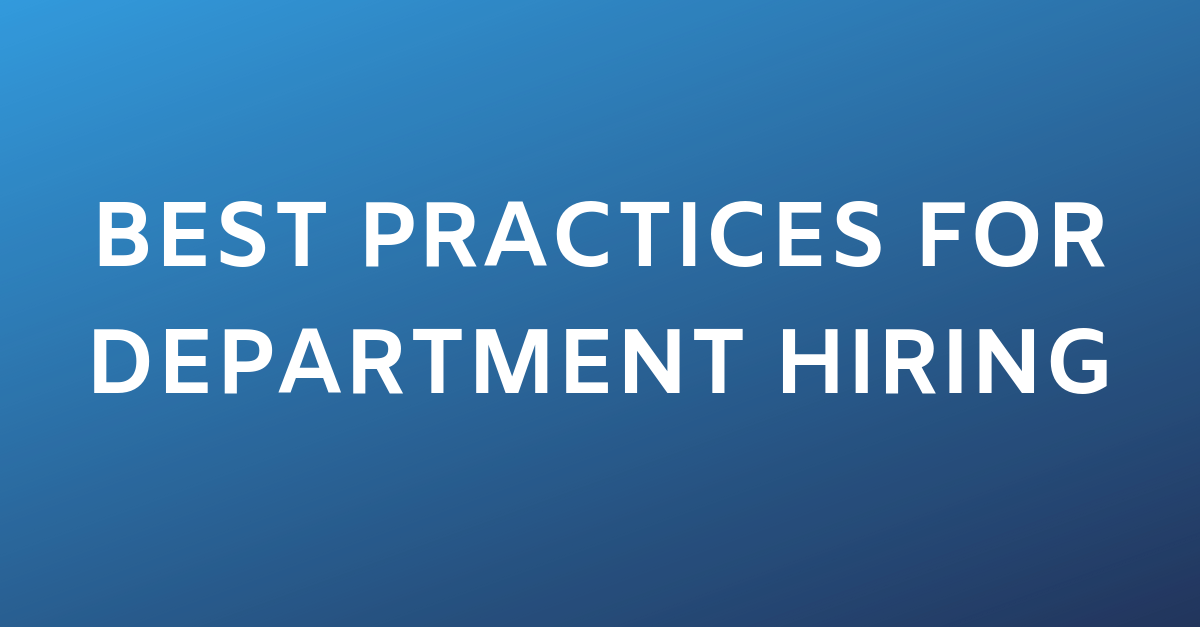 Best Practices for Departments